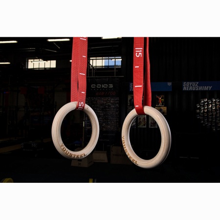 Купить Кольца гимнастические 32 мм красные стропы в Шиханах 